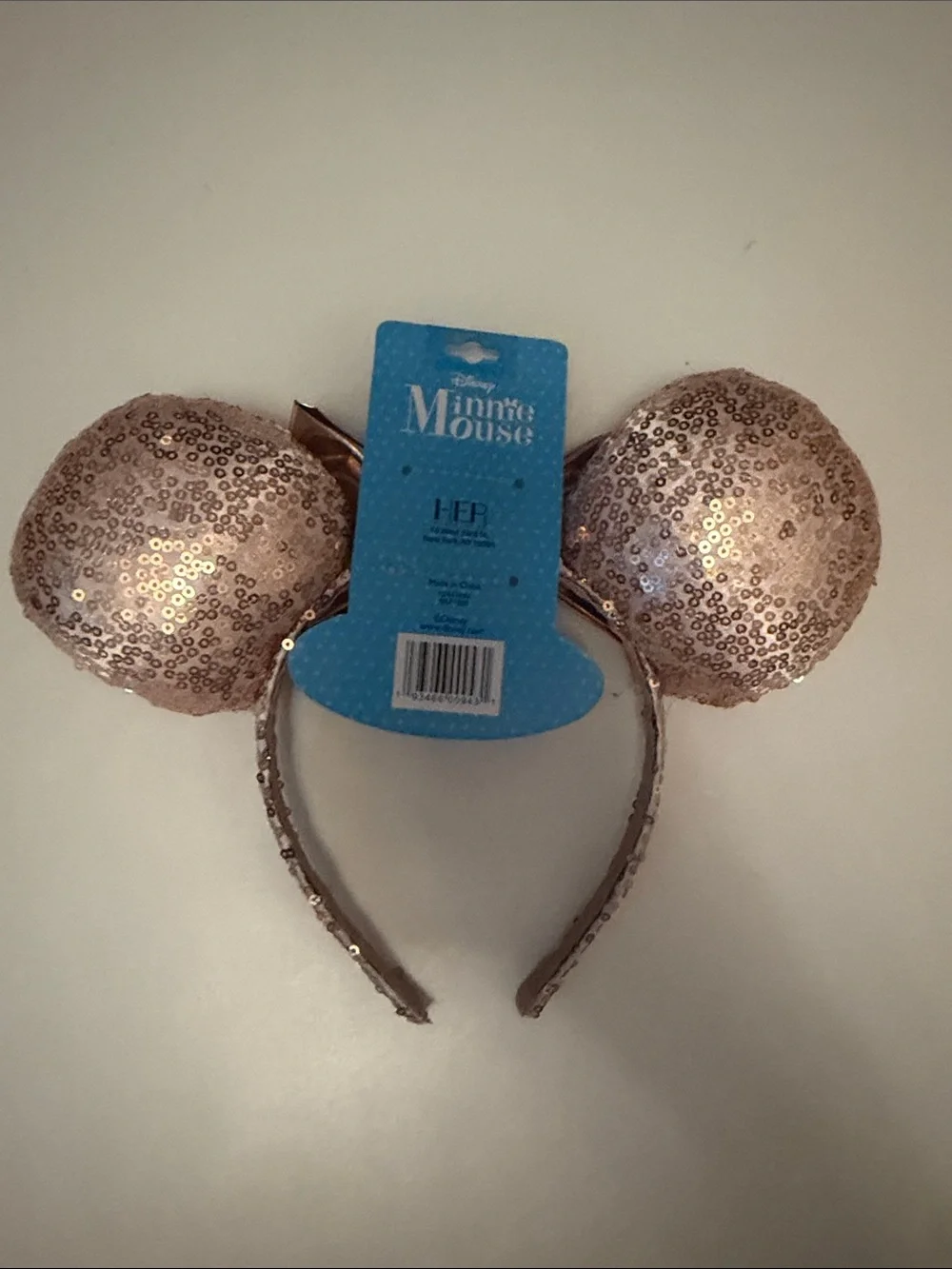 Disney Minnie Mouse Rose Gold Sequin Ear Headband with Metallic Bow
